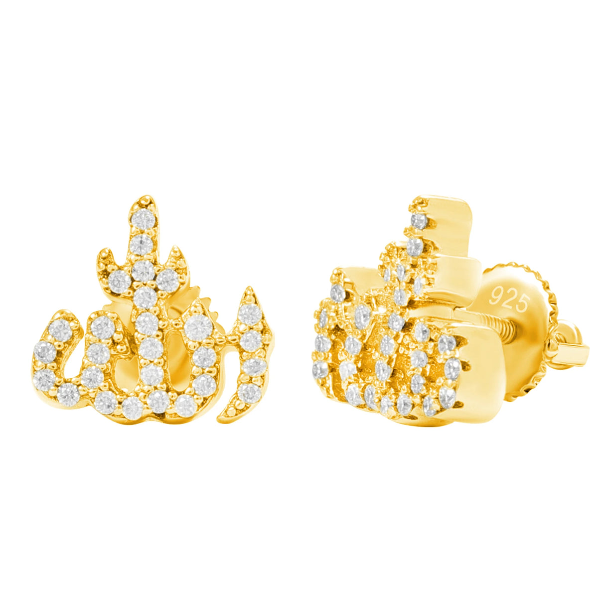 Luxury Hip Hop Jewelry Hip Hop Iced Out Moissanite Allah Stud Earrings for Men New Design 925 Sterling Silver Earrings