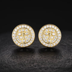 Iced Out Circle Shape VVS Moissanite Cross Stud Earrings 925 Sterling Silver Luxury Pass Diamond Tester Earrings