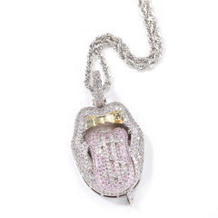 New Arrival Latest Design Pendants With Tongue Shape Dollar Sign Iced Out Money Lips Pendants Hip Hop