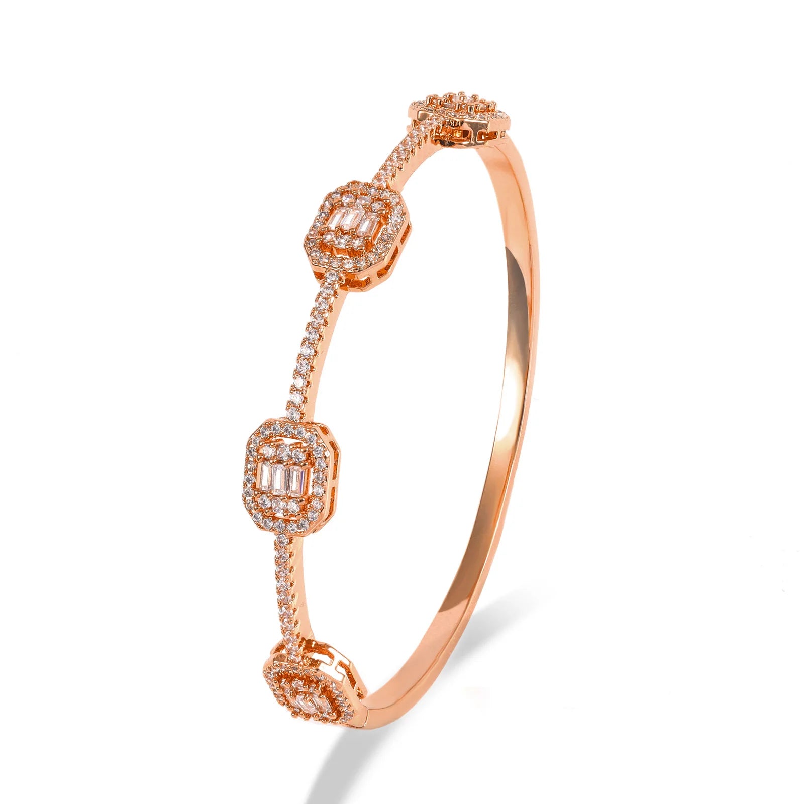 Ice Stone Iced Out Baguette CZ Bracelet Gold Plated