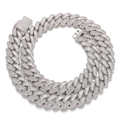 Iced Out baguette Cuban Link Chain CZ Full Paved 16mm Hip Hop Gold Plated baguette Cuban Bracelet Cuban Link Chain Men