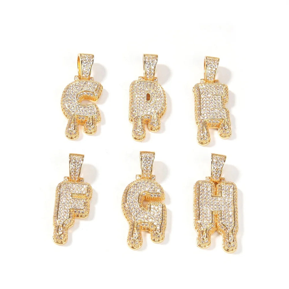 Melting ice New Trend Hip Hop Melting Ice Cube Letter A-Z Necklace Pendant Custom Name Pendant For Men Women Gift