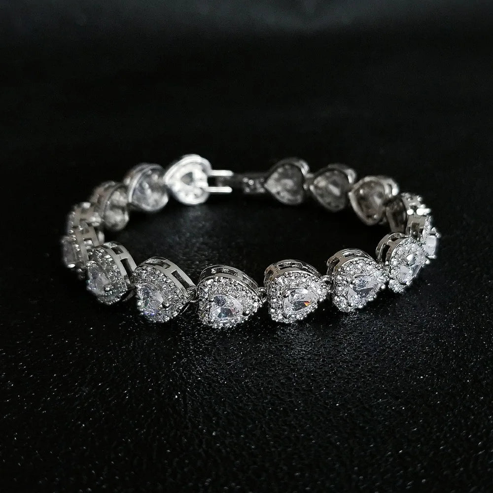 Ice Stone Heart Diamond Multicolor Tennis Bracelet