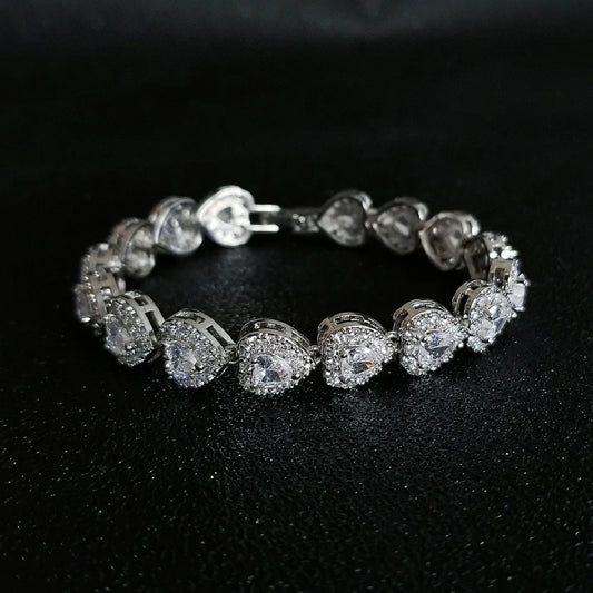 Ice Stone Heart Diamond Multicolor Tennis Bracelet