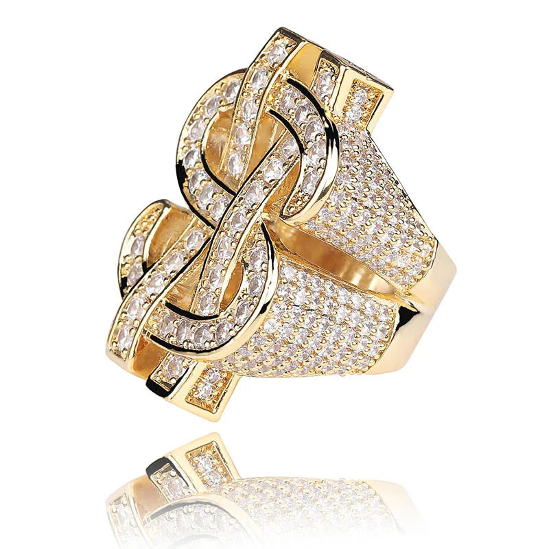 New launched Diamond surface polishing Stereoscopic Hip Hop Ring Rock US Dollar multi layers Hollow Crazy rich Rings