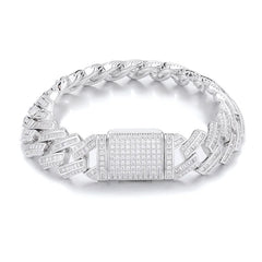 Top Icy 16mm Hip Hop Style Square+Round Diamond Baguette Necklace Gold Plated AAA Cubic Zircon Iced Out Cuban Bracelet