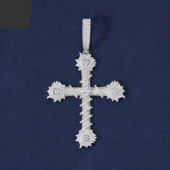 Trendy Christian VVS D Moissanite Diamond Pendant Necklace 925 Sterling Silver Jewelry Thorns Cross Pendant Necklace