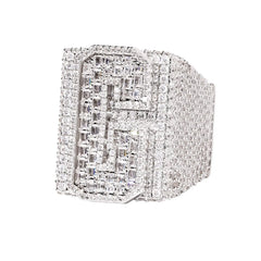 Luxury Square Custom Number Letter Brass With 18K Gold Plated Men Rings Full 5A Zircon Diamond Hip Hop Single Letter Ring