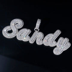 Luxury Jewelry Double Layer Cursive Letter Diamond Pendant Necklace Iced Out Jewelry Custom Name Necklace