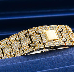 Ice Stone Fashion Bling Bling Quartz Hip Hop Gold Silver Watch