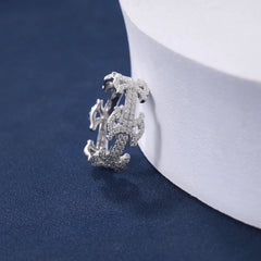 Luxury Hip Hop Full Moissanite Diamond Ring 925 Sterling Silver Hollow Mens Jewelry Gift Wholesale Geometric Ring