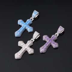 Ice Stone Hip Hop Multicolor Pink Blue Purple Baguette CZ Pendant