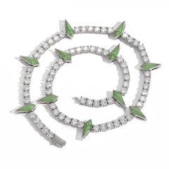 Top Icy 5mm AAA Cubic Zirconia Tennis Chain Spring Clasp Luxury Man Hip Hop Necklace Bling Multicolor Spike Tennis Necklace