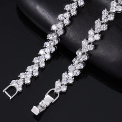 Ice Stone Valentine’s Gift Three Stone Heart 12mm VVS Moissanite Tennis Bracelet