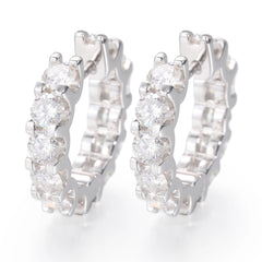 Pass Diamond Tester Luxury 4mm VVS Moissanite Huggie Hoop Earrings Non Tarnish 925 Sterling Silver Circle Earrings