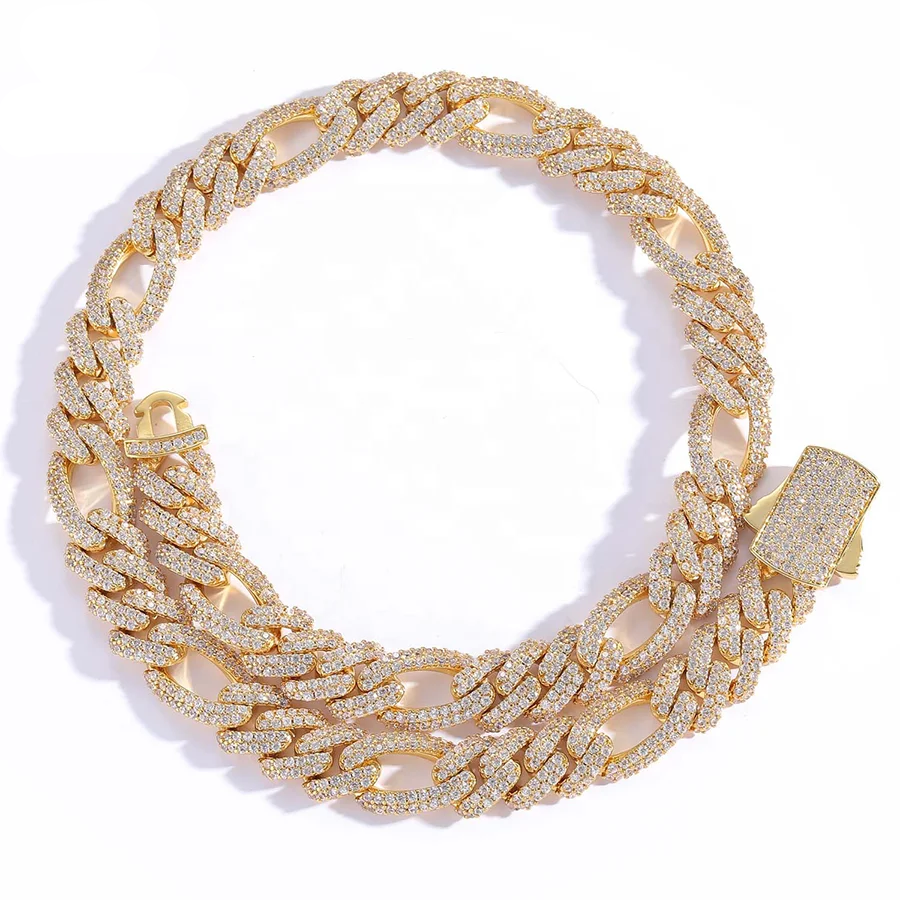 High Quality Wholesale Spring Clasp 12mm Cuban Necklace Hip Hop Miami Chain Necklace Full Diamond Cuban Link Chain