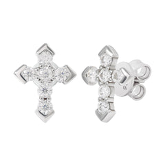 Bling Bling VVS D Moissanite Diamond Cross Earrings Hip Hop 925 Sterling Silver Jesus Cross Studs Earrings for Men Women