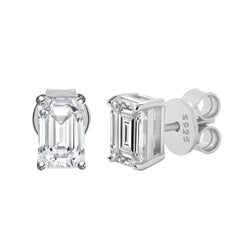 Classic Wholesale 925 Sterling Silver Earrings Stud Designer Lady Stud Earrings for Women Trendy Emerald Cut Moissanite Earrings