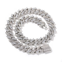 Hip Hop Jewelry 15mm Mixed Diamond Prong Cuban Link Chain Mens Jewelry Cuban Necklace Iced Out Cuban Link Bracelets