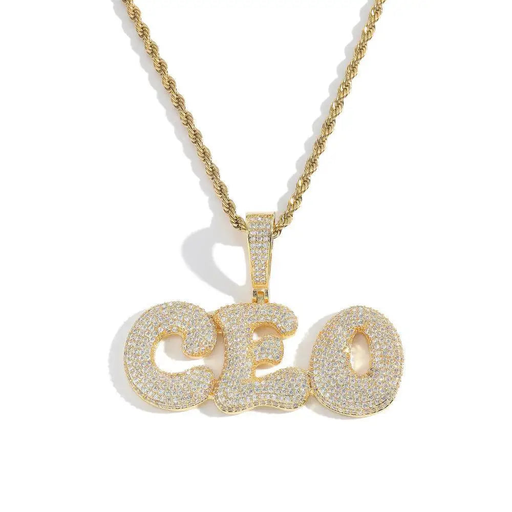 New Design 5A Zircon Custom Name Necklace 18K Gold Plating Initial Name Pendant Jewelry Custom Jewelry Diy Pendant