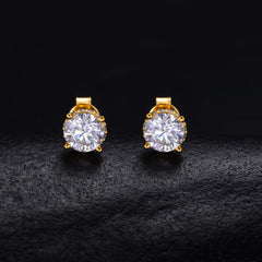 Ice Stone Ready to Ship Round Brilliant Cut VVS Moissanite Stud Earrings