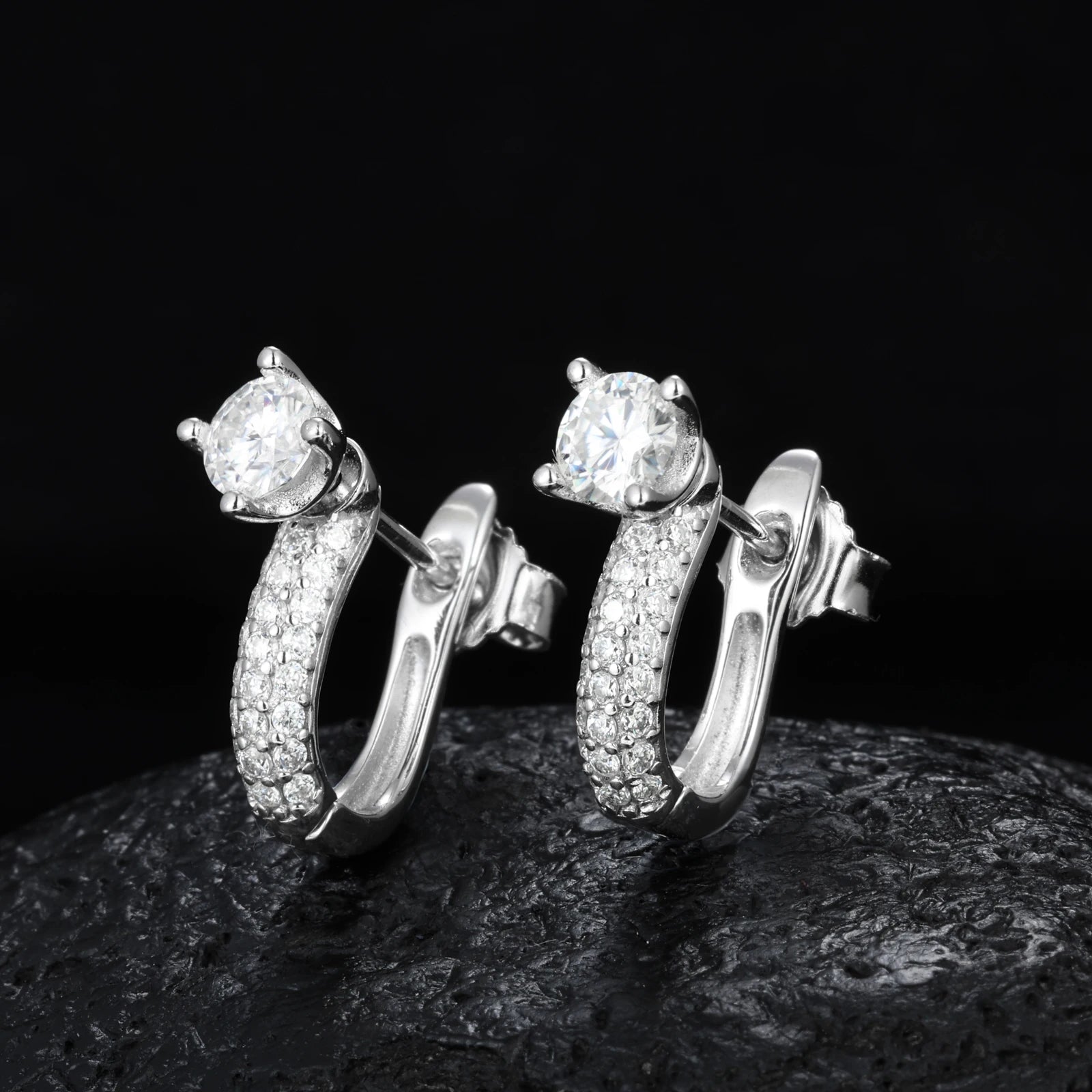 S925 Sterling Silver with Moissanite Diamond Hot Selling Trendy U-Shaped Earring Classic Geometric Design Engagement Party Gift