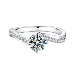Fashion Diamond Jewelry 2021 1.0 Carat 925 Sterling Silver Moissanite Ring Luxury Jewelry Wedding Rings for Women Engagement