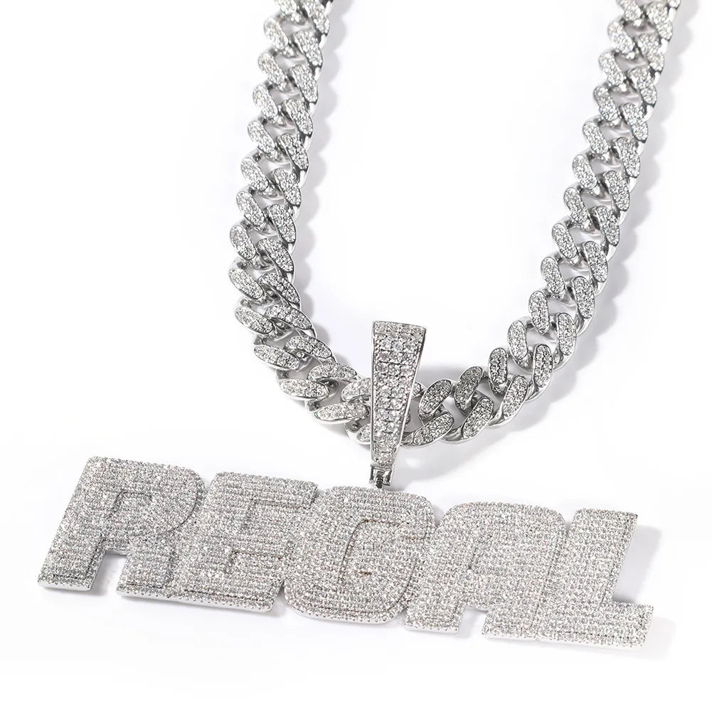 2021 Fashion Hip Hop Iced Out Big Size Custom Name Necklace Personalised Name Chain