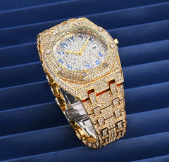 Ice Stone Fashion Bling Bling Quartz Hip Hop Gold Silver Watch