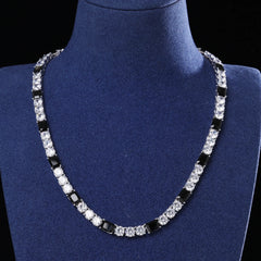 Black and White Iced Out Tennis Chain VVS D Moissanite Tennis Jewelry New Design Rectangle Diamonds Tennis Chain