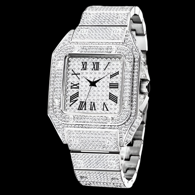 Ice Stone 2025 Hot Sale Pink Blue Square Hip Hop Watch