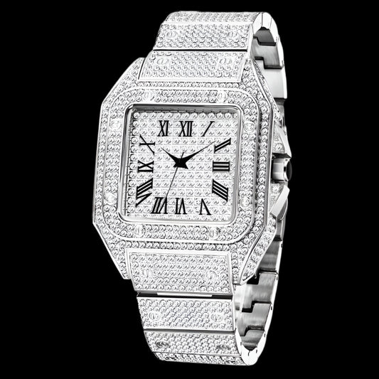 Ice Stone 2025 Hot Sale Pink Blue Square Hip Hop Watch