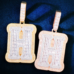 Bigs Size Baguette Letter A - Z Single Initial Necklace Pendant Men Iced Out Alphabet Letters Jewelry