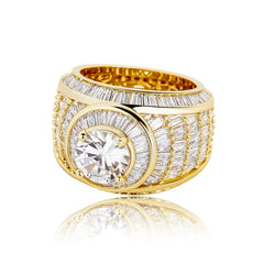 New Trendy Hipster Luxury Baguette Ring Full Diamond Cubic Zircon 18k Gold Plating Mens Jewelry Rings