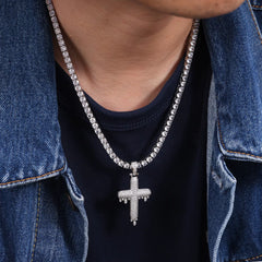 Ice Stone 18K Gold Plated Baguette CZ Cross Necklace