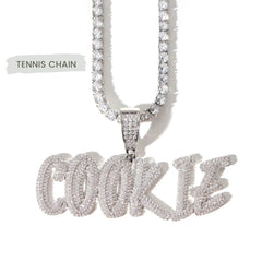 Ice Stone Double Layer Brush Font Iced Out Custom Necklace