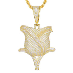 Hip Hop Moissanite Jewelry Rose Flower Pendant Necklace Iced Out 925 Sterling Silver Rose Shape Necklace