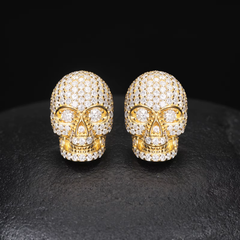 Ice Stone VVS Skull Head Silver Hip Hop Earrings