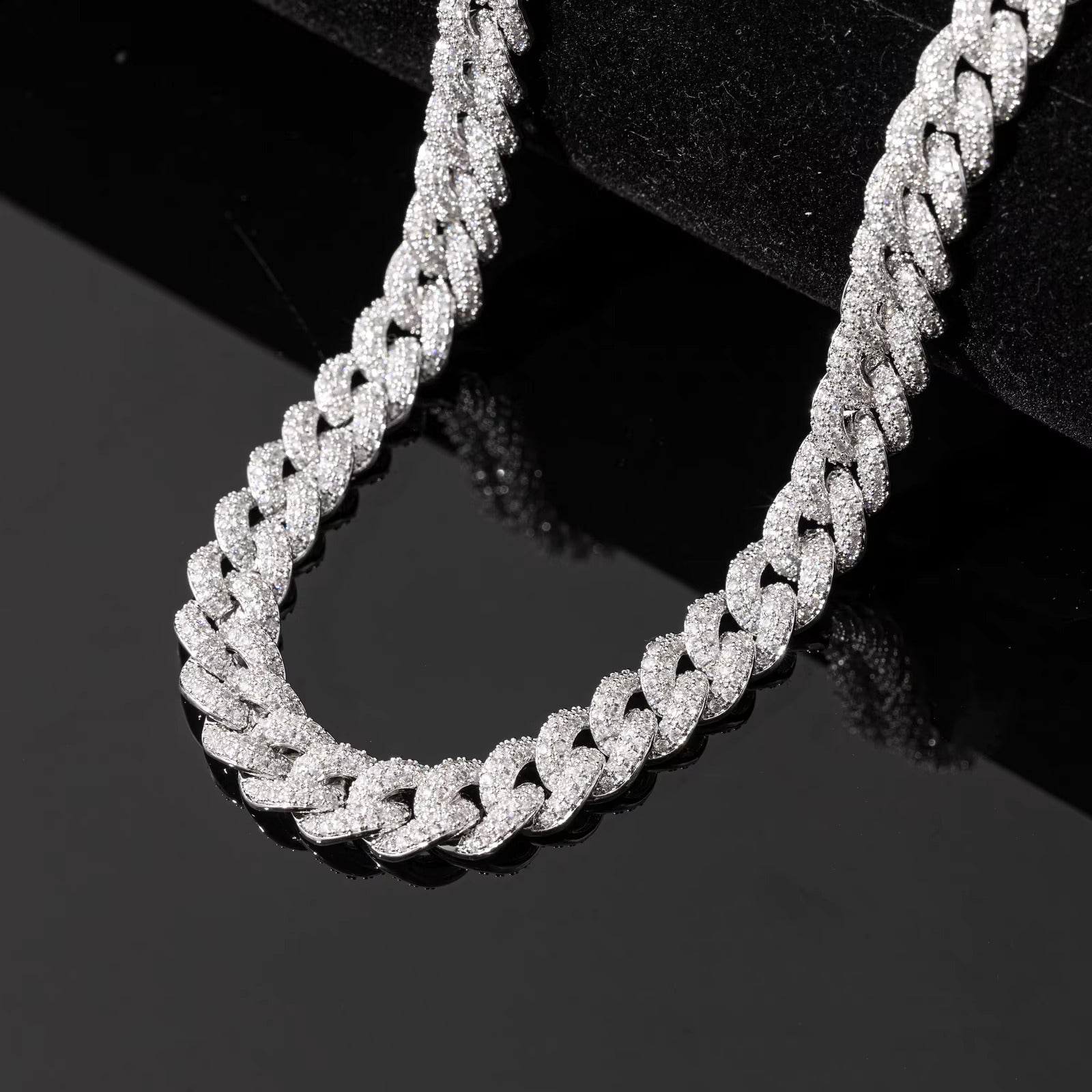 Top Icy 2 Rows Diamond 8mm Iced Out Bubble Cuban Chain Fashion Jewelry Necklace Brass 18K Gold Plated 3A CZ Shiny Necklace Women
