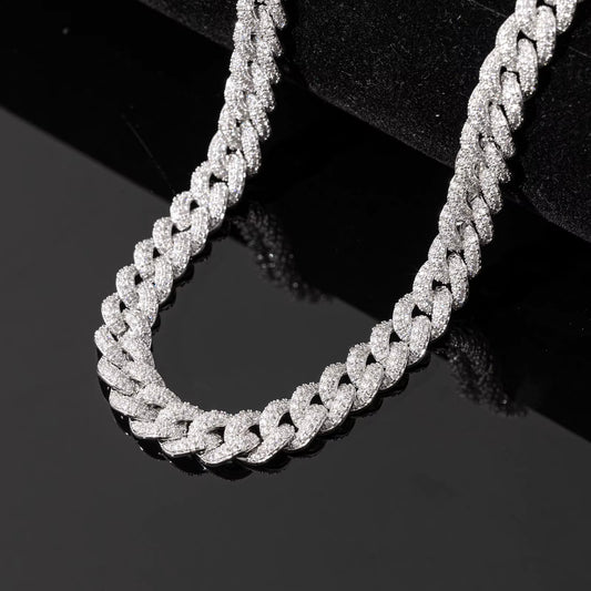 Top Icy 2 Rows Diamond 8mm Iced Out Bubble Cuban Chain Fashion Jewelry Necklace Brass 18K Gold Plated 3A CZ Shiny Necklace Women