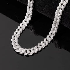 Top Icy 2 Rows Diamond 8mm Iced Out Bubble Cuban Chain Fashion Jewelry Necklace Brass 18K Gold Plated 3A CZ Shiny Necklace Women