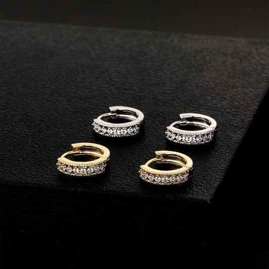 Ice Stone Hip Hop Luxury Iced Out Diamond Gold CZ Earrings