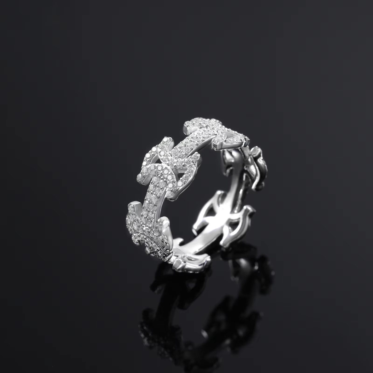 Ice Stone Luxury Hip Hop Moissanite Silver Ring