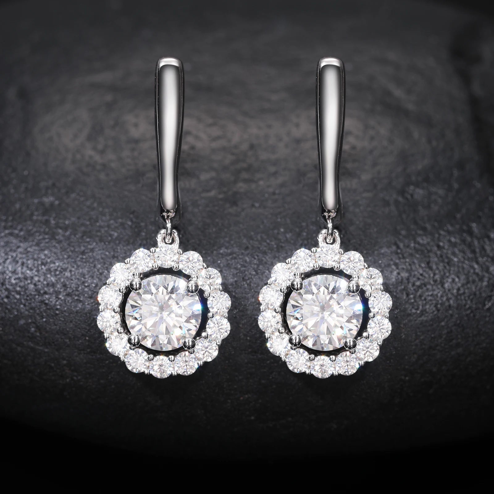 Bling Hip Hop Jewelry 925 Sterling Silver Drop Halo Earrings VVS Moissanite Diamond Wedding Earrings Men Women