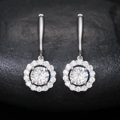 Bling Hip Hop Jewelry 925 Sterling Silver Drop Halo Earrings VVS Moissanite Diamond Wedding Earrings Men Women
