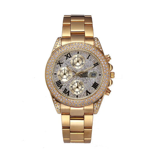 Ice Stone 40mm Women Dress Watch Rhinestone Silver Dial
