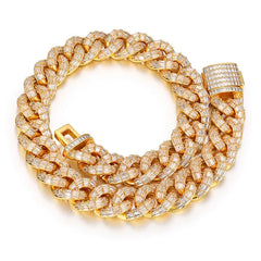 20mm Punk Cz baguette Cuban Link Chain Iced Out baguette AAA Zircon Brass 18k Gold Plated Street Big Cuban Chian for Man