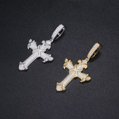 Ice Stone Iced Out 925 Silver Moissanite Cross Pendant