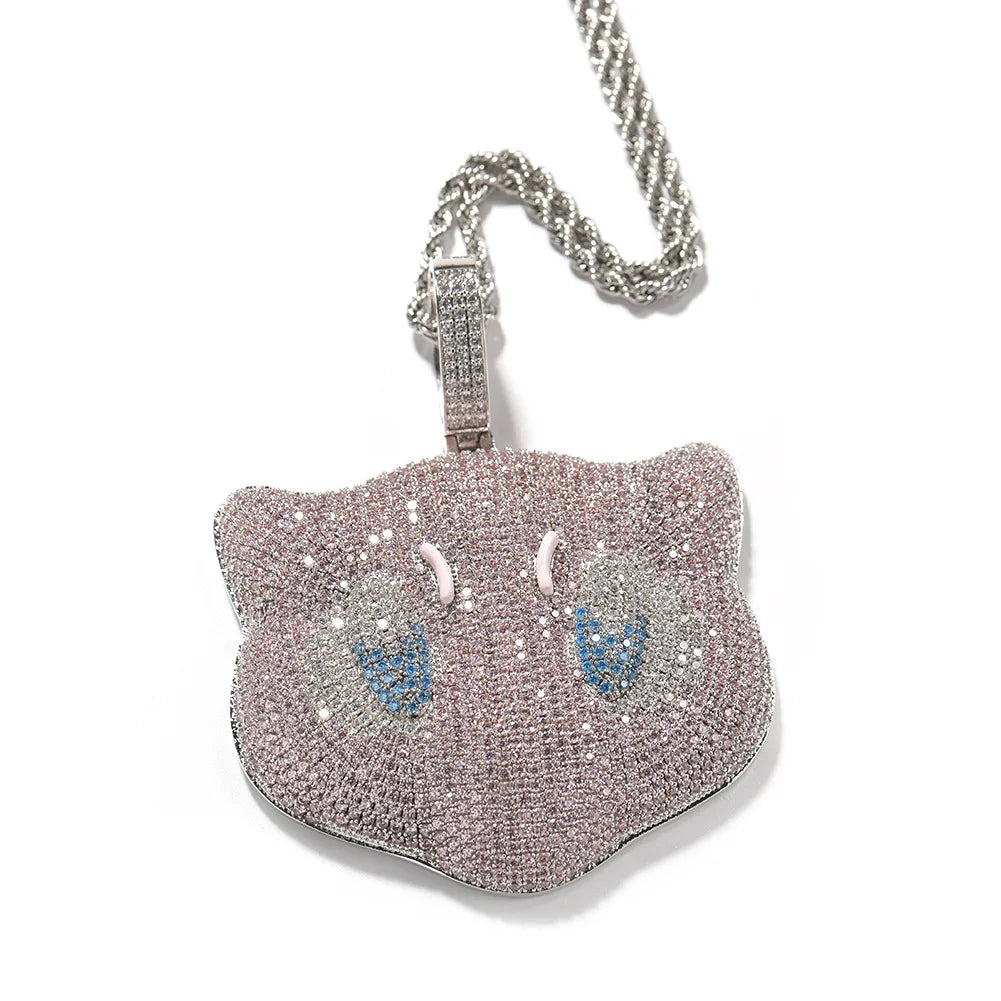 Top Icy Hip Hop Jewelry Iced Out Full Diamond Cute Monster Pendant 3A CZ Gold Plated Comic Necklace Nice Gift