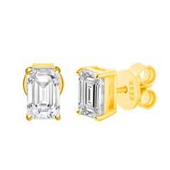 Classic Wholesale 925 Sterling Silver Earrings Stud Designer Lady Stud Earrings for Women Trendy Emerald Cut Moissanite Earrings